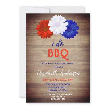 I Do BBQ Patriotic Floral Bridal Shower Invitations