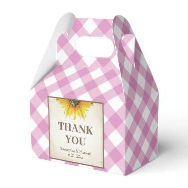 I Do BBQ Pink Gingham Sunflower Favor Box