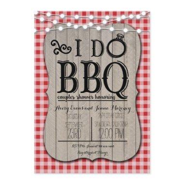 I Do BBQ Red Gingham Couples Shower in Wood