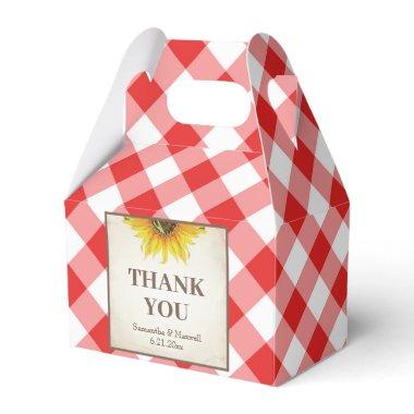 I Do BBQ Red Gingham Sunflower Favor Box