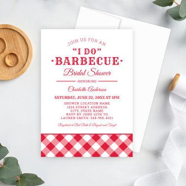 I Do BBQ Red Gingham Wedding Bridal Shower Invitations