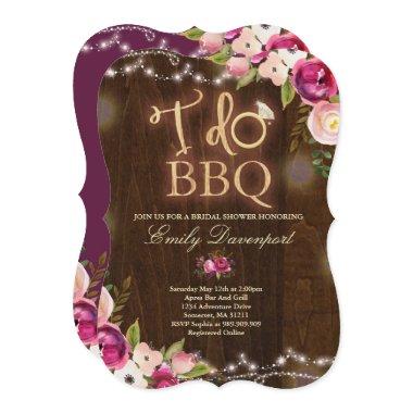 I Do BBQ Rustic Bridal Shower Invitations Florals