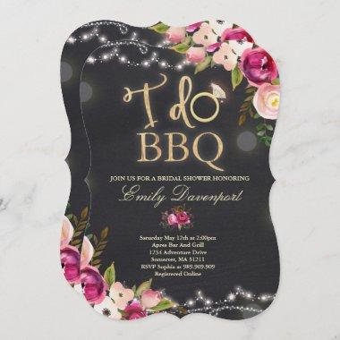 I Do BBQ Rustic Bridal Shower Invitations Florals