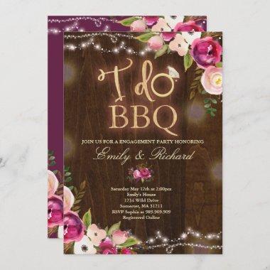 I Do BBQ Rustic Engagement Invitations Florals