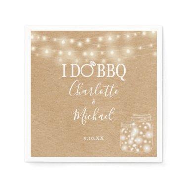 I Do BBQ Rustic Kraft Mason Jar Engagement Napkins