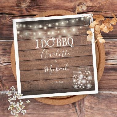 I Do BBQ Rustic Mason Jar String Lights Engagement Napkins