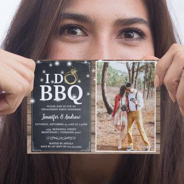 'I DO BBQ' Rustic Photo Engagement Party Invitations