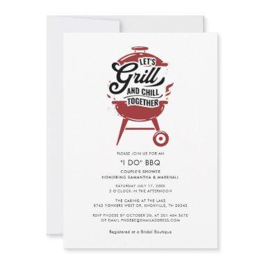 I DO BBQ Rustic Plaid Couples Shower Engagement Invitations