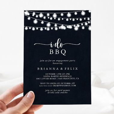 I Do BBQ Rustic String Lights Engagement Party  Invitations