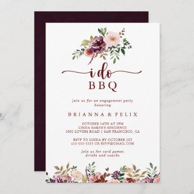 I Do BBQ Rustic Summer Floral Engagement Party  Invitations