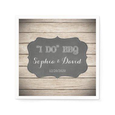 I DO BBQ Rustic Wood Engagement Custom Napkins