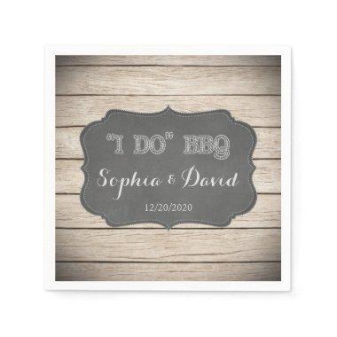 I DO BBQ Rustic Wood Engagement Custom Napkins