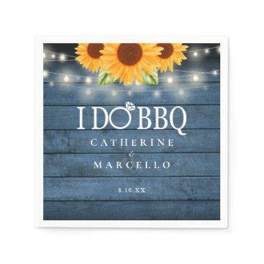 I Do BBQ Rustic Wood Sunflowers Engagement Party Napkins