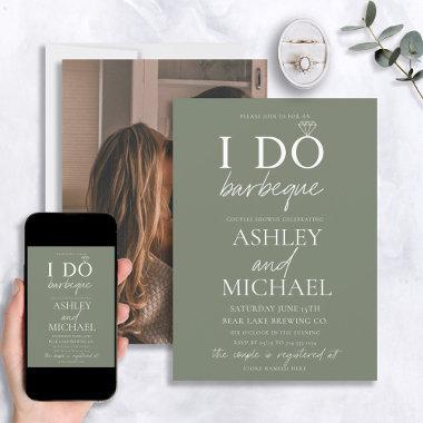 I DO BBQ Sage Green Simple Script Photo Shower