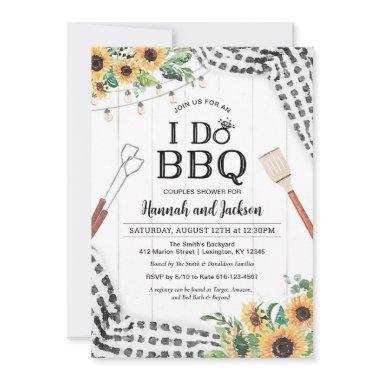 I Do BBQ Shower Black and White with Sunflowers Invitations