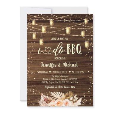 I Do BBQ String Lights Floral Bridal Shower Invitations