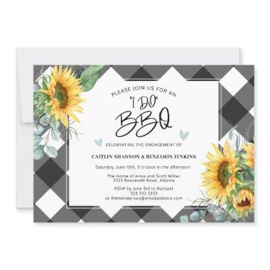 I Do BBQ Sunflower Buffalo Plaid Engagement Party