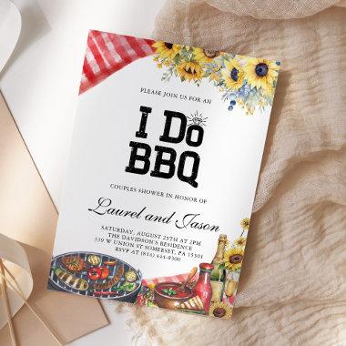 I Do BBQ Sunflower Rustic Engagement Party Invitations