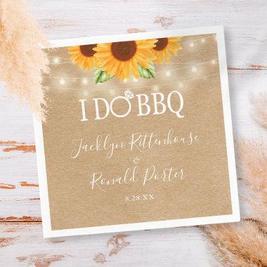 I Do BBQ Sunflower String Lights Engagement Napkins