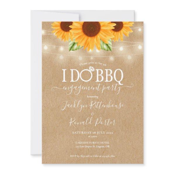 I Do BBQ Sunflower String Lights Rustic Engagement