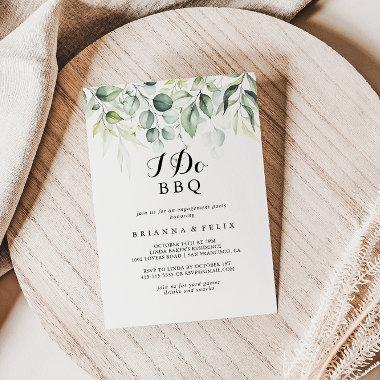 I Do BBQ Watercolor Eucalyptus Engagement Party Invitations