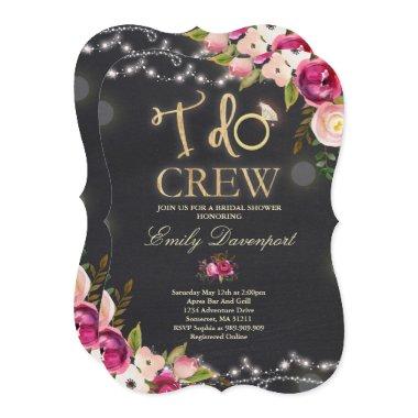 I Do Crew Rustic Bridal Shower Invitations Florals