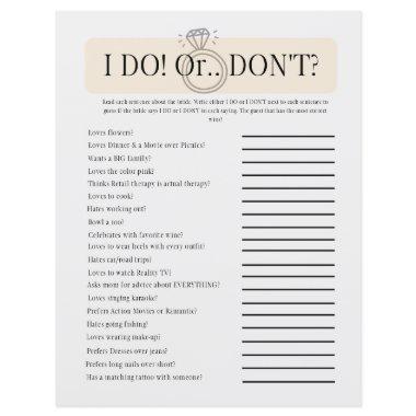 I Do or Don't Bridal Exciting Shower Game