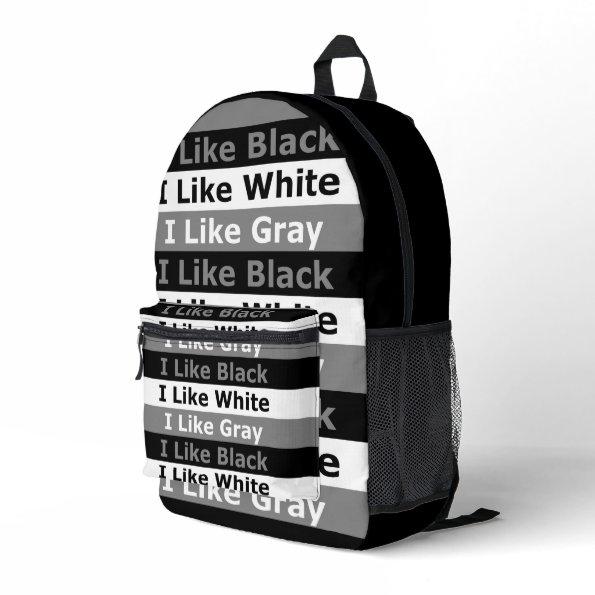 I Like Black White And Gray Color Striped Design Printed Backpack