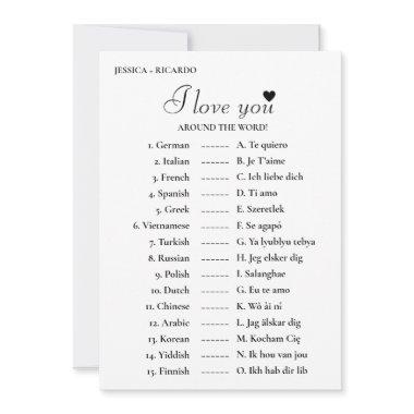 I love you around the world bridal shower game Invitations