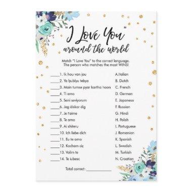 I Love You Around The World Bridal Shower Game Invitations