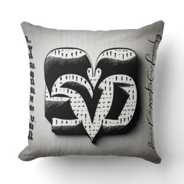 I Love You Black Grey Color Fonts Throw Pillow