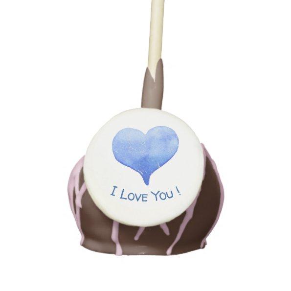 I Love You Cute Blue Heart Valentine's Day Cake Pops
