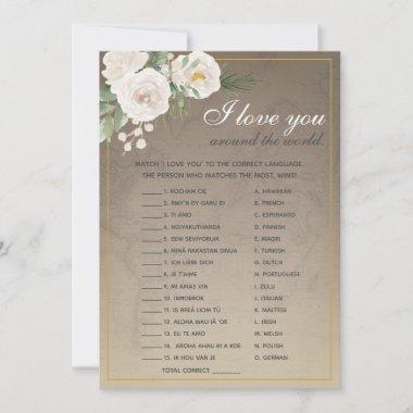 I Love You Foreign Words Bridal Shower Game Invitations