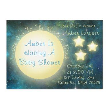 I Love You To The Moon and Back Baby Shower Invite