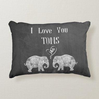 I LOVE YOU TONS/Elephant Art/Wedding Personalized Accent Pillow