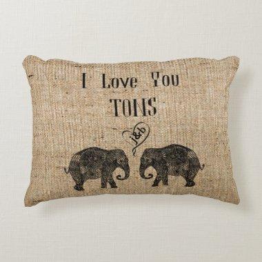 I LOVE YOU TONS/Elephant Art/Wedding Personalized Decorative Pillow