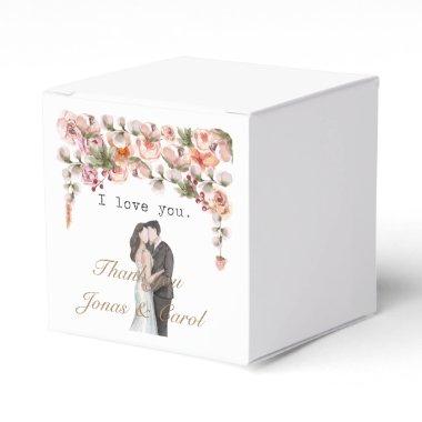I love you Watercolor floral wedding gift Newlywed Favor Boxes