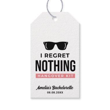 I Regret Nothing Bachelorette Party Hangover Kit  Gift Tags