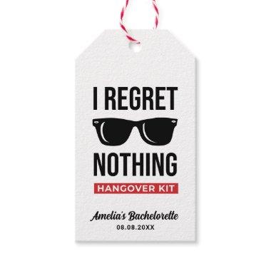 I Regret Nothing Bachelorette Party Hangover Kit Gift Tags