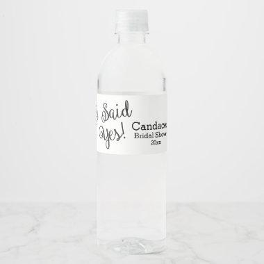 I Said Yes, Modern Bridal Shower Water Bottle Label