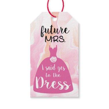 I said yes to this dress bride Bridal Shower pink Gift Tags
