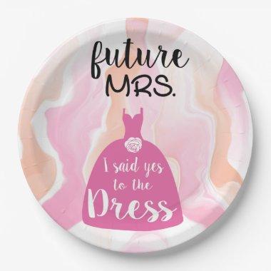 I said yes to this dress bride Bridal Shower pink Paper Plates