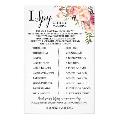 I Spy Wedding Reception Pink Flowers Game Invitations Flyer
