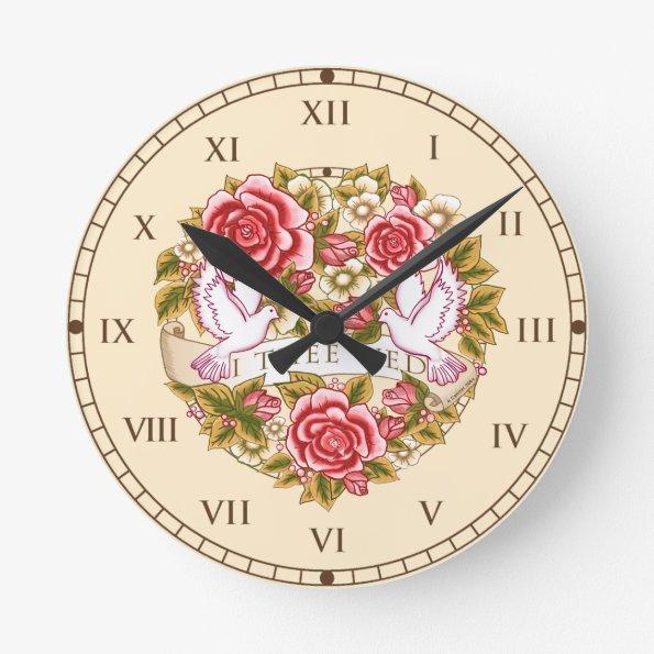 I Thee Wed wedding clock