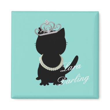 I Wanna Wear My Tiara Cat Teal Party Shower Magnet