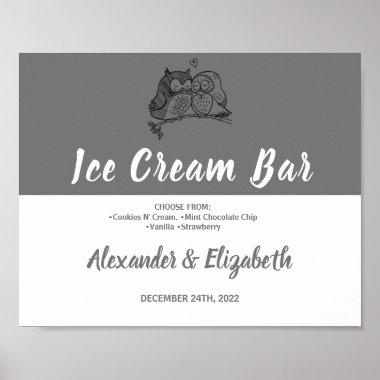 Ice Cream Bar Bridal Shower Wedding Owls Love Sign
