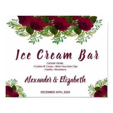 Ice Cream Bar  Wedding RedFlower Sign