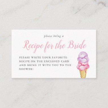 Ice Cream Bridal Shower Recipe Request Invitations