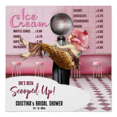 Ice cream Bridal Shower Scooped Up Poster