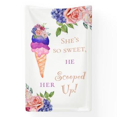 Ice Cream Bridal Shower She's Scooped Up So Sweet Banner